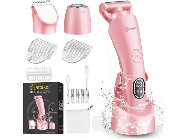 Hatteker Women's Electric Shaver Bikini Trimmer Hair Trimmer for Women LED Display Electric Razor for Legs Bikini Underarm Public Hairs Led Display...