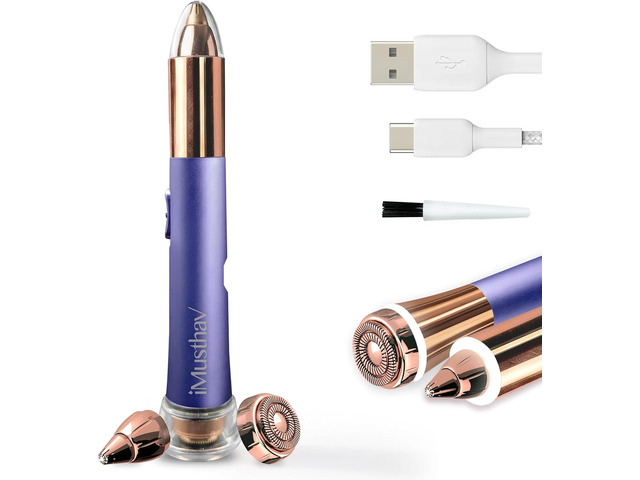 2 in 1 Eyebrow and Facial Hair Remover for Women Painless Electric Razor Epilator Trimmer Shaver with 18K Gold-Plated, USB Rechargeable, 360Â° LED...