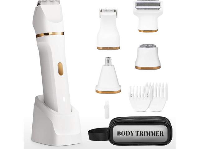 Electric Bikini Trimmer for Women - 5 in 1 Rechargeable Electric Razors for Women, IPX7 Waterproof Pubic Hair Trimmer, Painless Womens Body Shaver,...