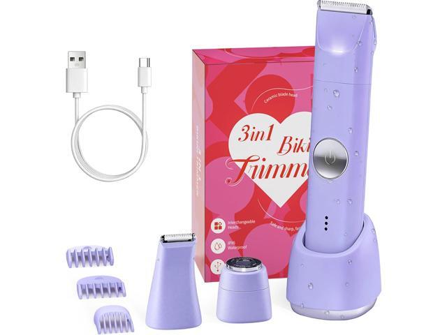 Bikini Trimmer for Women, Shaver for Private Area, 3 in 1 Electric Razors for Leg Body Armpit Pubic Hair Shaving, Ceramic Blade,Smooth Gentle.