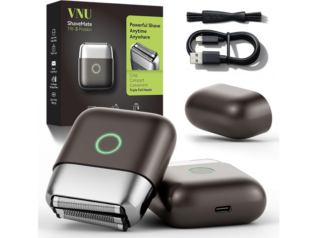 VNU Alloy Body Foil Shaver, Mini Pocket Shaver for Travel, Electric Razor for Men Face Beard, IPX7 Waterproof & 60-Day Standby, Gift for...