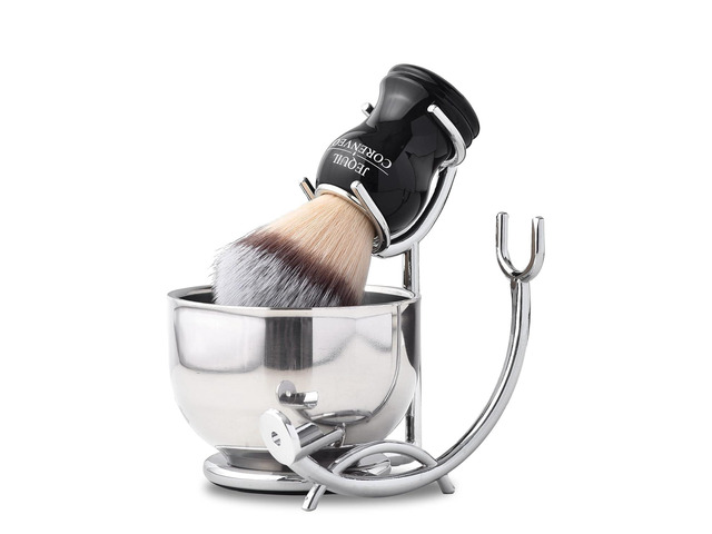 JEQUIL & CORENVEO Deluxe Shaving Kit for Men, 3pcs Shaving Set, Shaving Brush, Shaving Bowl, Razor & Brush Holder