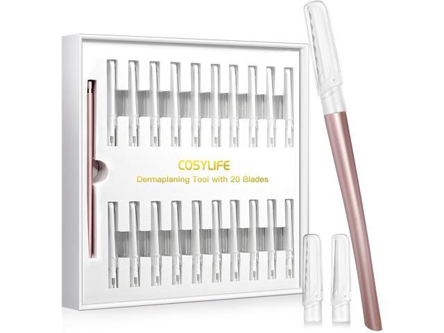 Dermaplaning Tool for Face Exfoliation, with 20 Replaceable Blades, Facial Shaver/Eyebrow Razor, Peach Fuzz Removal Eyebrow Shaper for Women, Easy.