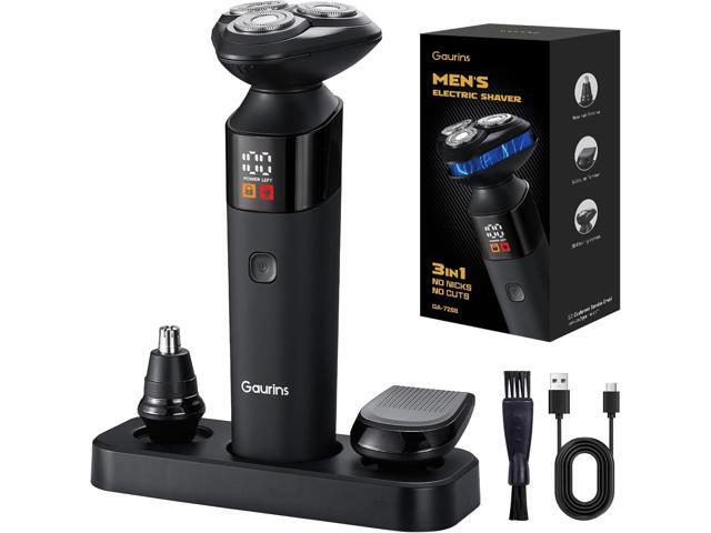 Electric Razor for Men,3 in 1 Men's Rotary Shavers with Charging Stand, IPX7 Waterproof Hygiene Trimmer for Beard/Nose/Sideburns, USB-C Fast.