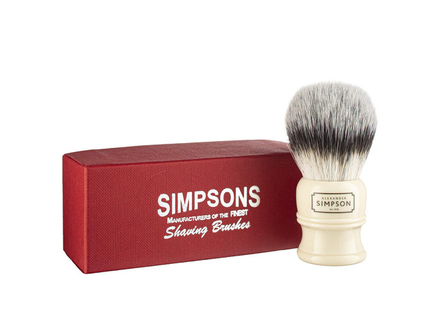 Alexander Simpsons Trafalgar 3 Shaving Brush - T3 Synthetic High Density Fibre Faux Handle Ivory - Simpson Shaving Brushes - Wet Shave Deluxe Thick...