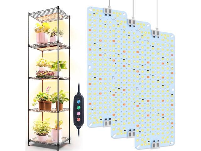 3Panel Grow Lights for Indoor Plants, Seed Starting, Veg, Pot Plants, Bonsai with Timer 4/8/12/16/20H, Ultra-Thin Under Cabinet & Shelf Full.