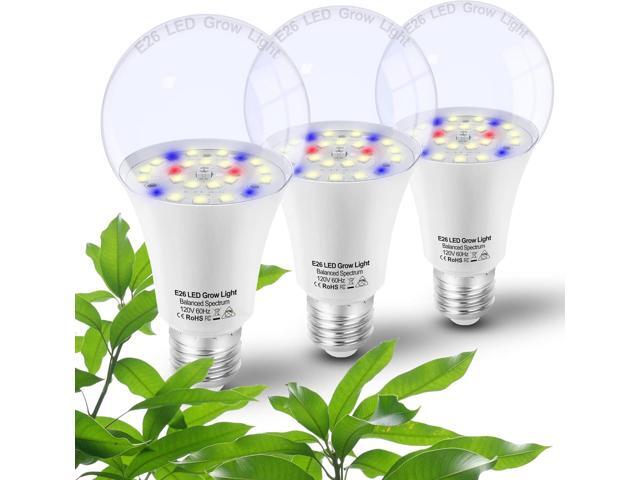 Grow Light Bulbs for Indoor Plants Full Spectrum,E26 A19 Grow LED Lamp Bulb 10W with Balanced Spectrum 5000K Red Blue for Seeds Greens.