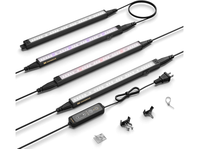 Maygrove Plant Grow Light 1ft, Tunable Full Spectrum LED Grow Light Strips 28W (4 x 7W), T5 Growing Lamp with Timer & Dimming Controller for Indoor...