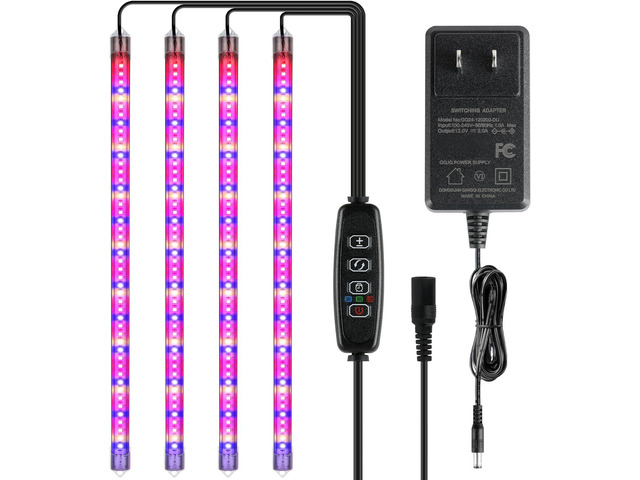 iPower 60W LED Plant Grow Light Strips Full Spectrum for Indoor Plants with Auto ON/Off 3/9/12H Timer, 10 Dimmable Levels 48 LEDs Per Tude, for...