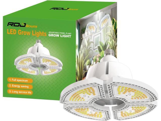 RDJ Bouns Grow Light Bulbs for Indoor Plants, 80W Large Full Spectrum 12791LM High PPFD, E26 Base Foldable Fast-Heat-Cnducting Aluminum Panel for...