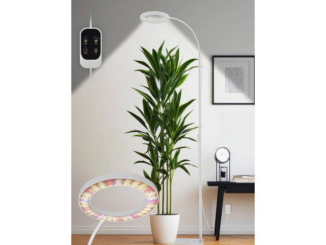 GLOWRIUM Grow Lights for Indoor Plants, Full Spectrum LED Grow Light, Stepless Dimming,3 Lighting Mode and Adjustable Height, Plant Light with...