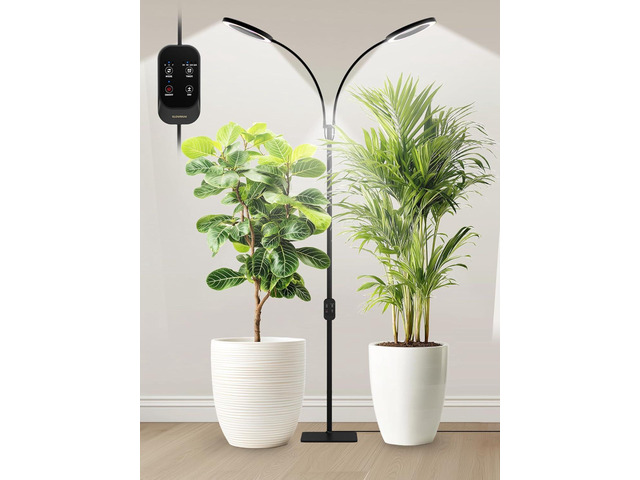 GLOWRIUM Grow Lights for Indoor Plants, Full Spectrum LED Grow Light, Stepless Dimming,3 Lighting Mode and Adjustable Height, Plant Light with...