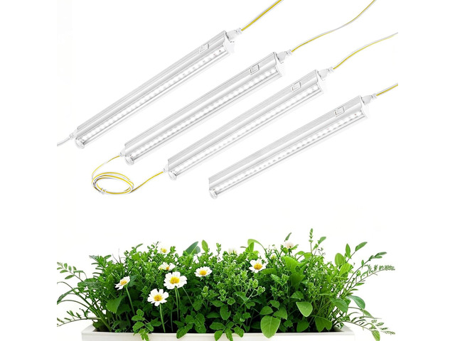 T5 1FT 0.3M 6W×4 White Light 5000K Grow Light Tubes,Full Spectrum LED Grow Lights,6W Energy Efficient,Plug & Play,for Hydroponics/Soil Seedlings...