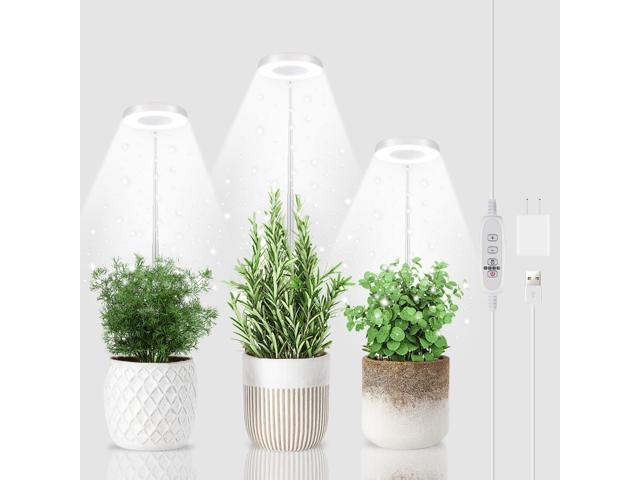 GYTF 3 Pack Halo Grow Light for Indoor Plants, 6000K 48 LEDs Full Spectrum Plant Lamp with Dimmable & Timer 4/8/12/18Hrs for Succulents, Mini.