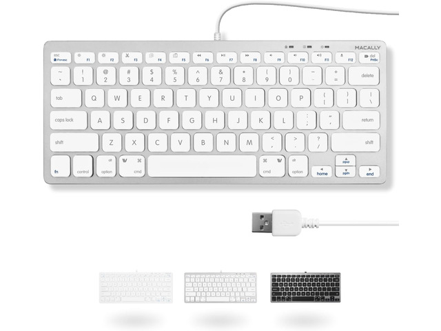 Macally Small Wired Keyboard for Mac and Windows - 78 Scissor Switch Keys Compatible Apple Keyboard - USB Mini Keyboard that Saves Space and Looks...
