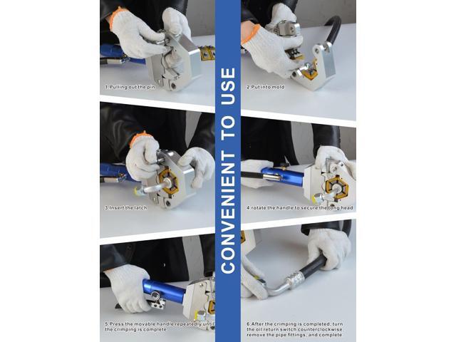 AMZCNC 71500 Hydraulic A/C Hose Crimper Kit - Handheld Crimping Tool Set with Snap-On Dies for Air Conditioning Hose Repair
