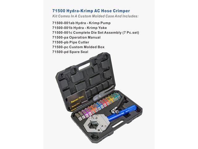 AMZCNC 71500 Hydraulic A/C Hose Crimper Kit - Handheld Crimping Tool Set with Snap-On Dies for Air Conditioning Hose Repair