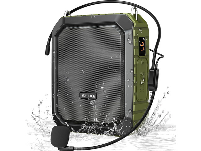 SHIDU Voice Amplifier for Teacher with Portable Microphone and Speaker, 18W Megaphone with Wired Mic Headset, IPX5 Waterproof & Rechargeable...