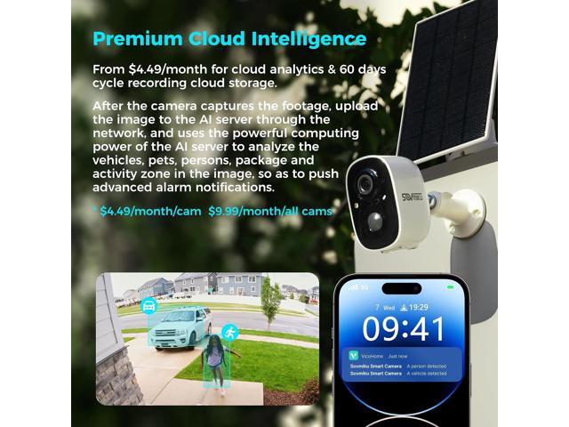 SOVMIKU 4CG6 Best 2K Solar Security Camera Wireless Outdoor, Battery Powered Camera, Easy to Setup, Motion Detection, Two Way Audio, Audible...