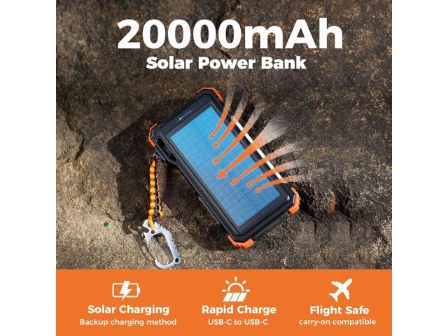 BLAVOR Solar Power Bank 20000mAh/74000mWh Built-in Cables, Wireless Charger for Apple Watch, 20W Fast Charging Battery Pack with USB C, Flashlight,...