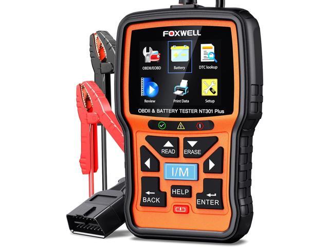 FOXWELL NT301 Plus 2-in-1 OBD2 Scanner Battery Tester, Professional Check Engine Code Reader Car Diagnostic Tool, Live Data, 12V 100-1100CCA.