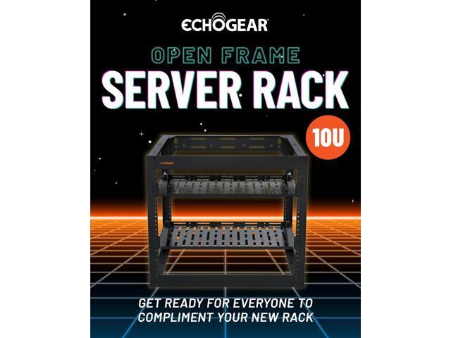 ECHOGEAR 10U Network Rack - Wall Mountable Heavy Duty 4 Post Design Holds All Your Networking & AV Gear - Open Frame Design Includes 2 1U Vented...
