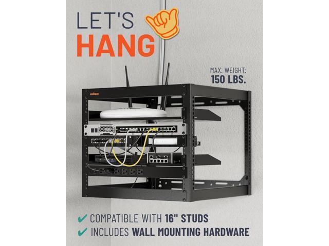 ECHOGEAR 10U Network Rack - Wall Mountable Heavy Duty 4 Post Design Holds All Your Networking & AV Gear - Open Frame Design Includes 2 1U Vented...