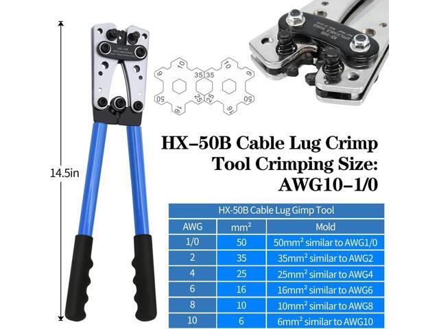 Cable Lug Crimping Tool Set, with 10pcs 1/0 AWG-3/8 Battery Lugs and 10pcs 3:1 Heat Shrink Tubing