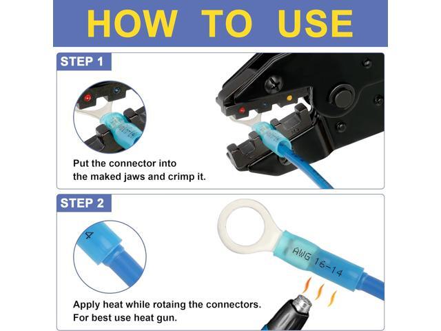haisstronica Crimping Tool for Heat Shrink Connectors HS-8327 with 280PCS Marine Grade Heat Shrink Wire Connectors,Tinned Red Copper AWG 22-10...