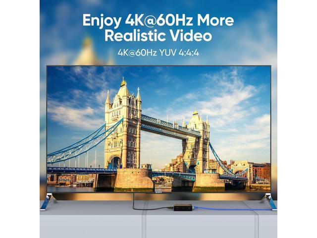 4K@60Hz HDMI Extender Over Ethernet (Cat7/Cat6/Cat5e) up to 200ft/330ft - Ultra HD Signal, Seamless Transmission, EDID and POE Support (Transmitter...