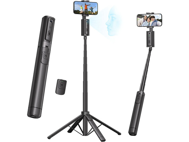 Fuloview Auto Face Tracking Tripod,67''Phone Tripod for iPhone,360Â° Rotation Follows Your Movement,Bluetooth Remote,Phone Holder for Vlog,Live...