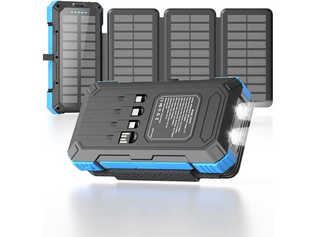 Solar Charger Power Bank 49800mAh with 4 Built-in Cables & 3 Foldable Panels, PD22.5W Fast Portable Phone Charger, External Battery Pack with USB-C...