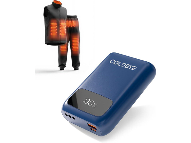 ColdBye PD 30W 20000mAh Battery Pack for Heated Vest Built-in 3 DC Size Adapter, DC 7.4V/5A Power Bank for Heated Vest & Jackets with LED Display...