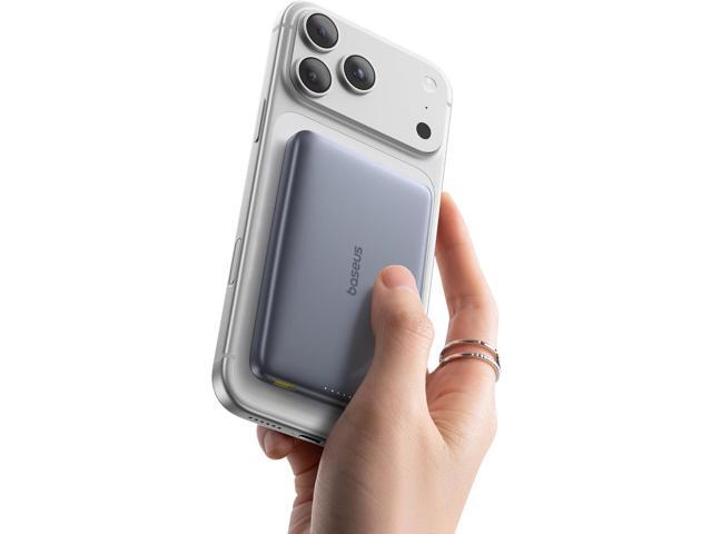 Baseus Picogo Magsafe Portable Charger, Qi2 15W 0.5' Ultra Slim 10000mAh Wireless Power Bank, 27W Fast Charging Magnetic Battery Pack with USB-C...