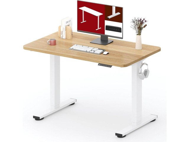 Height Adjustable Electric Standing Desk 40x24 Inches, Sit Stand Desk with Splice Board for Home Office, Ergonomic Computer Workstation, Study &...