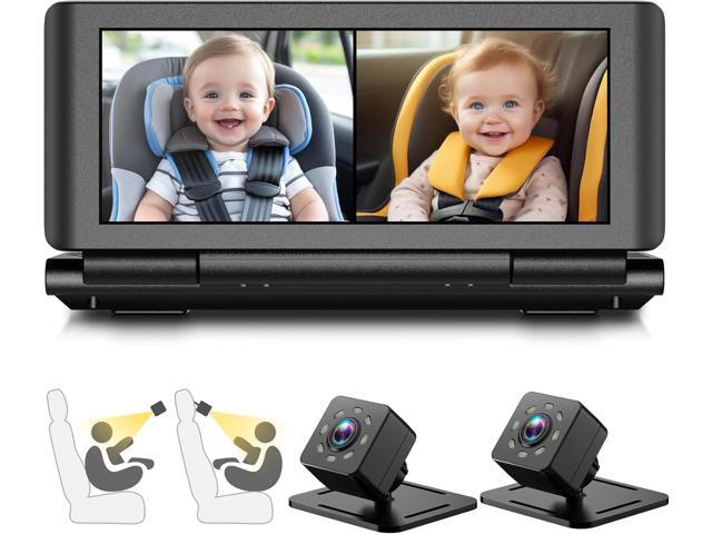 Baby Car Camera for 2 Kids, 6.86' 1080P HD Split Screen Baby Monitor with Dual Backseat Cameras and IR Night Vision, Crystal Clear Wide View Baby...