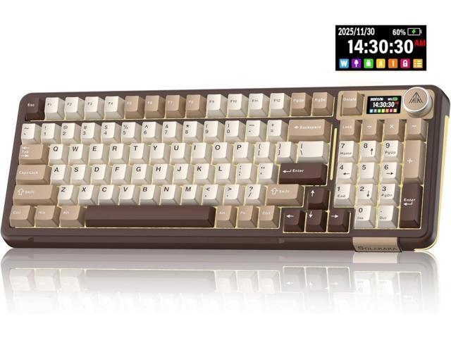A99 Pro Mechanical Keyboard with LCD Screen & Metal Knob, Wireless Gaming Keyboard with BT5.0/2.4GHz/USB-C, Hot Swappable Creamy Keyboard, Gasket.