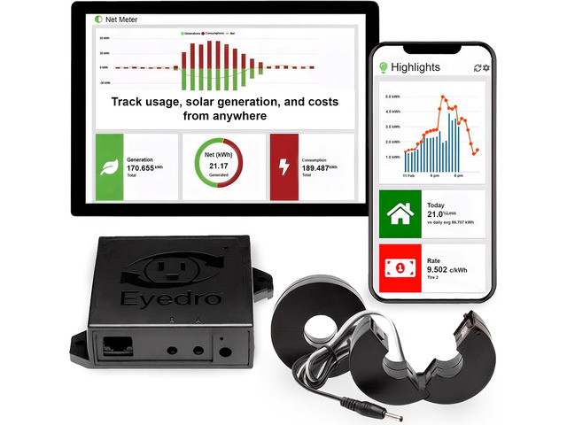 Eyedro Smart Home Energy Monitor 200A 2.4GHz WiFi/Ethernet Net Metering