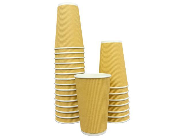 500 Pack Corrugated Insulated Ripple Wall Paper Coffee Cups Disposable To Go Cups for Hot Beverage or Cold Drinks Office, Home, Cafe, Camping (16 OZ)