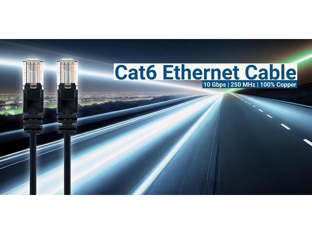 Intellinet Cat6 U/UTP Slim Network Patch Cable, 14 ft., Black, 10-Pack, 10G, 250 MHz, 100% Copper, 30 AWG, RJ45, Stranded, Snag-free, Gold-plated...