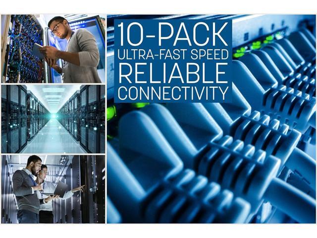 Intellinet Cat6 U/UTP Slim Network Patch Cable, 7 ft., Blue, 10-Pack, 10G, 250 MHz, 100% Copper, 30 AWG, RJ45, Stranded, Snag-free, Gold-plated...