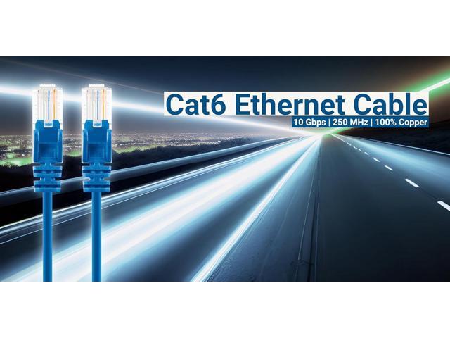 Intellinet Cat6 U/UTP Slim Network Patch Cable, 7 ft., Blue, 10-Pack, 10G, 250 MHz, 100% Copper, 30 AWG, RJ45, Stranded, Snag-free, Gold-plated...
