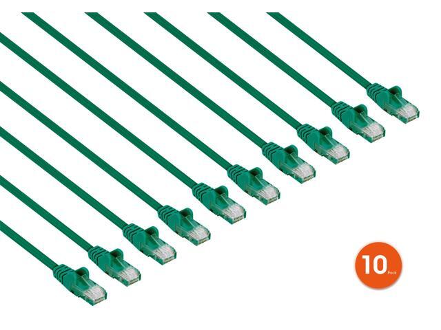 Intellinet Cat6 U/UTP Slim Network Patch Cable, 5 ft., Green, 10-Pack, 10G, 250 MHz, 100% Copper, 30 AWG, RJ45, Stranded, Snag-free, Gold-plated...