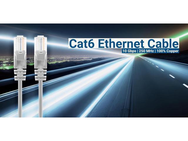 Intellinet Cat6 U/UTP Slim Network Patch Cable, 5 ft., White, 10-Pack, 10G, 250 MHz, 100% Copper, 30 AWG, RJ45, Stranded, Snag-free, Gold-plated...