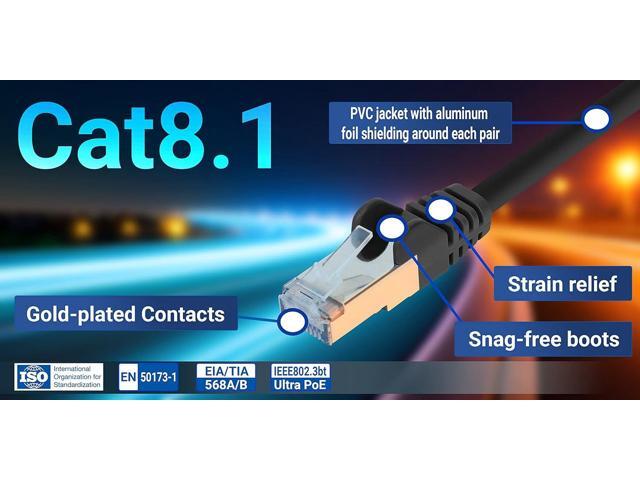 Intellinet Cat8.1 U/FTP Slim Network Patch Cable, 10 ft., Black, 10-Pack, 40G, 2 GHz, 100% Copper, 30 AWG, RJ45, Stranded, Snag-free, Gold-plated...