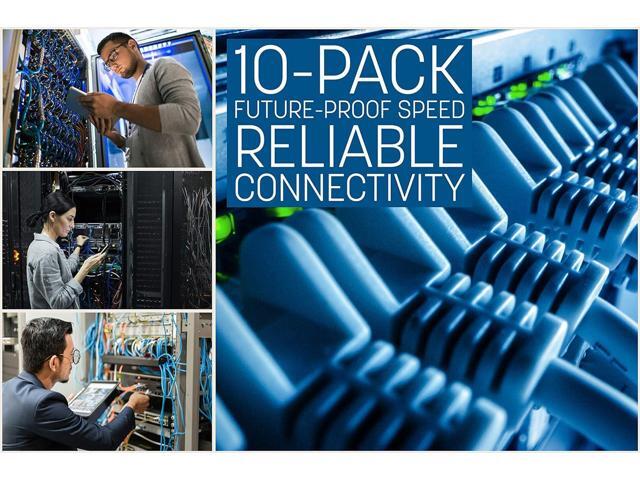 Intellinet Cat8.1 U/FTP Slim Network Patch Cable, 14 ft., Blue, 10-Pack, 40G, 2 GHz, 100% Copper, 30 AWG, RJ45, Stranded, Snag-free, Gold-plated...