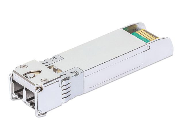 Intellinet 10 Gigabit Fiber SFP+ Optical Transceiver Module, 10GBase-SR (LC) Multi-Mode Port, 300 m (984 ft.), HPE-compatible, Silver