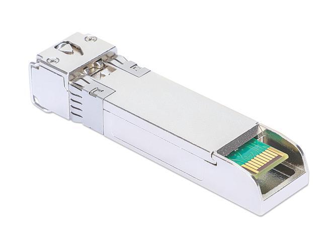 Intellinet 10 Gigabit Fiber SFP+ Optical Transceiver Module, 10GBase-SR (LC) Multi-Mode Port, 300 m (984 ft.), HPE-compatible, Silver