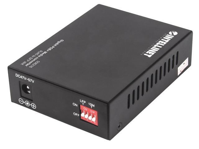 Intellinet Gigabit PoE+ Media Converter, 1 x 10/100/1000Base-T RJ45 Port to 1 x SFP Port, PoE+ Injector