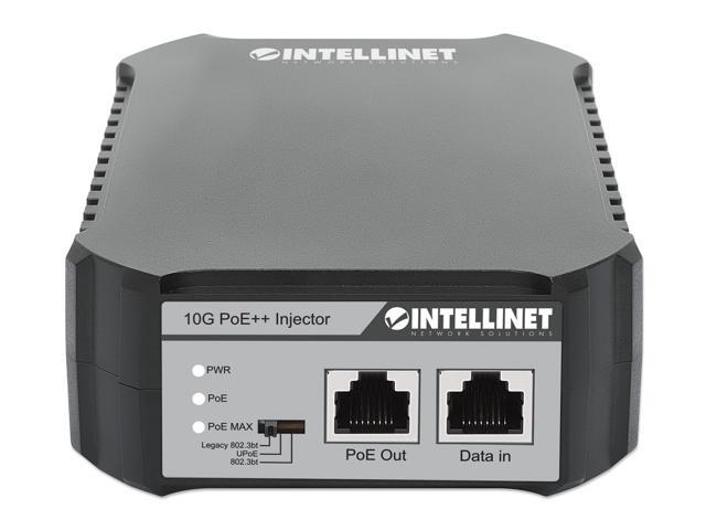 Intellinet 10G PoE++ Injector, One 95 W Port, IEEE 802.3bt (4PPoE) Compliant, Plastic Housing, Wall-mount Option